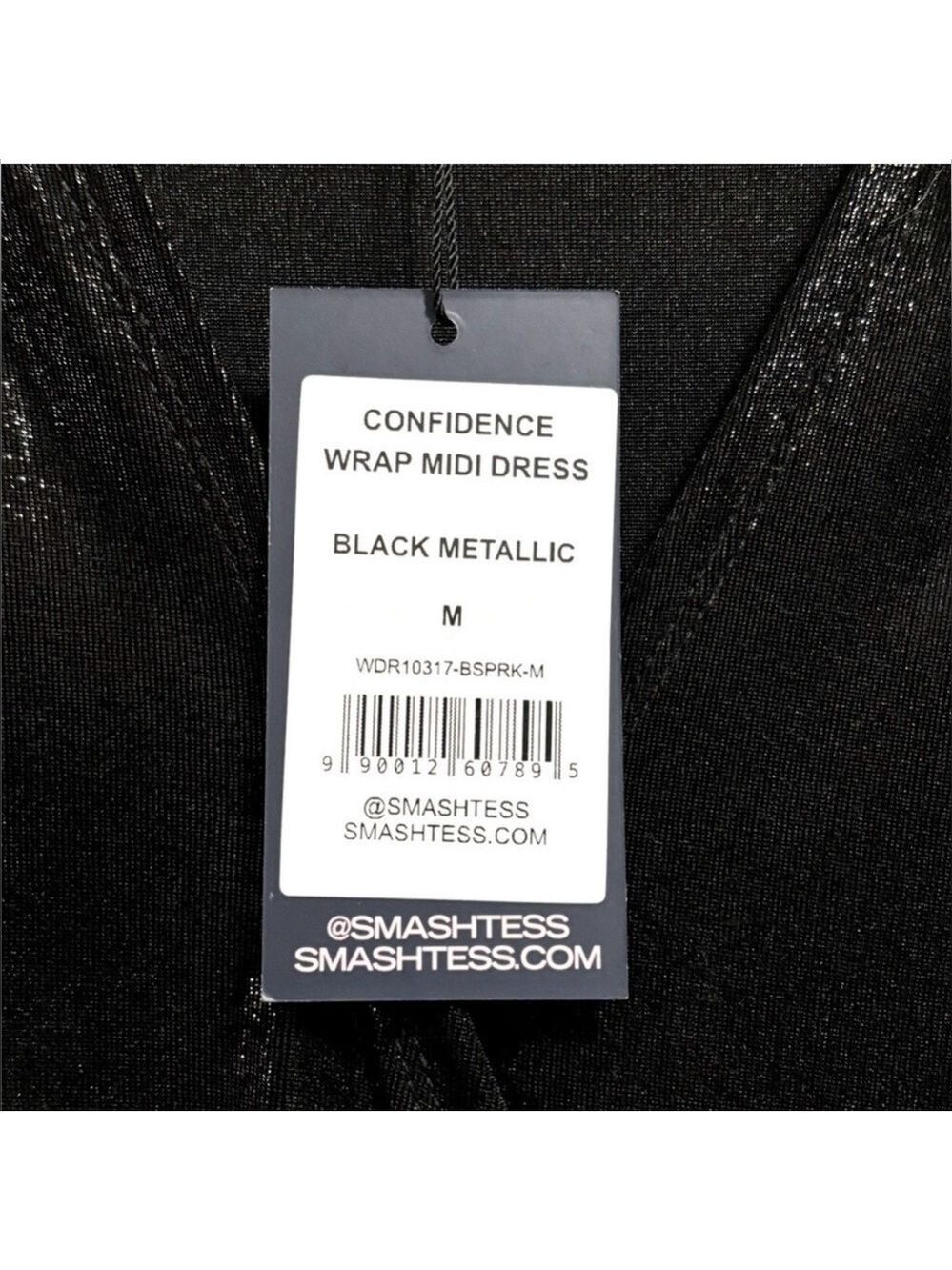Smash+Tess Confidence Wrap Midi Dress NWT Black Metallic Size Medium NEW - Picture 8 of 11